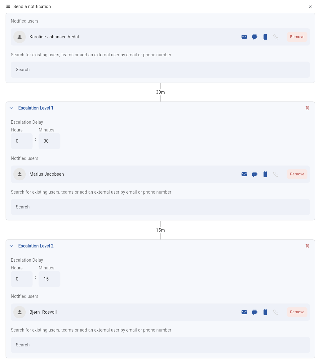 Alarm escalation 2